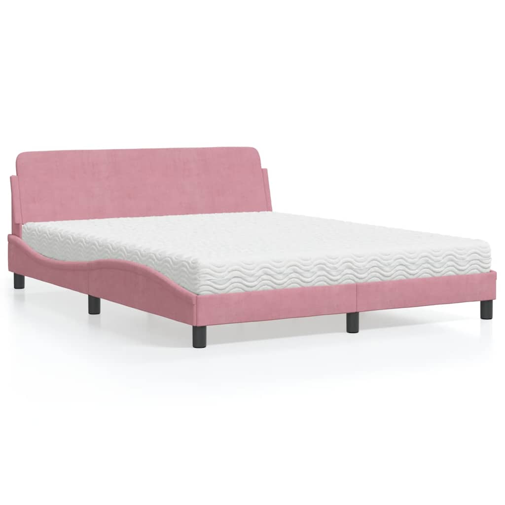 Bett mit Matratze "Dover" Rosa 160x200 cm Samt