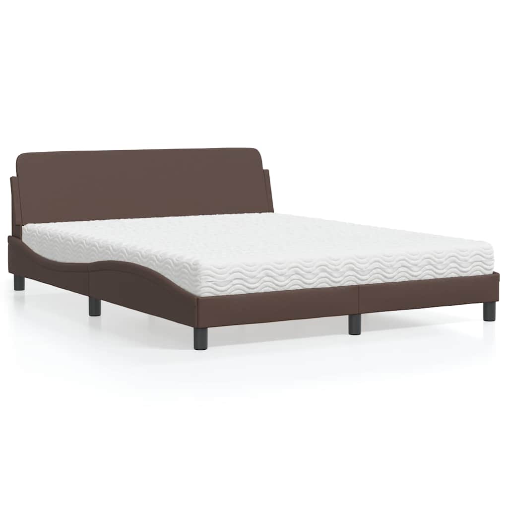 Bett mit Matratze "Dover" Braun 160x200 cm Kunstleder