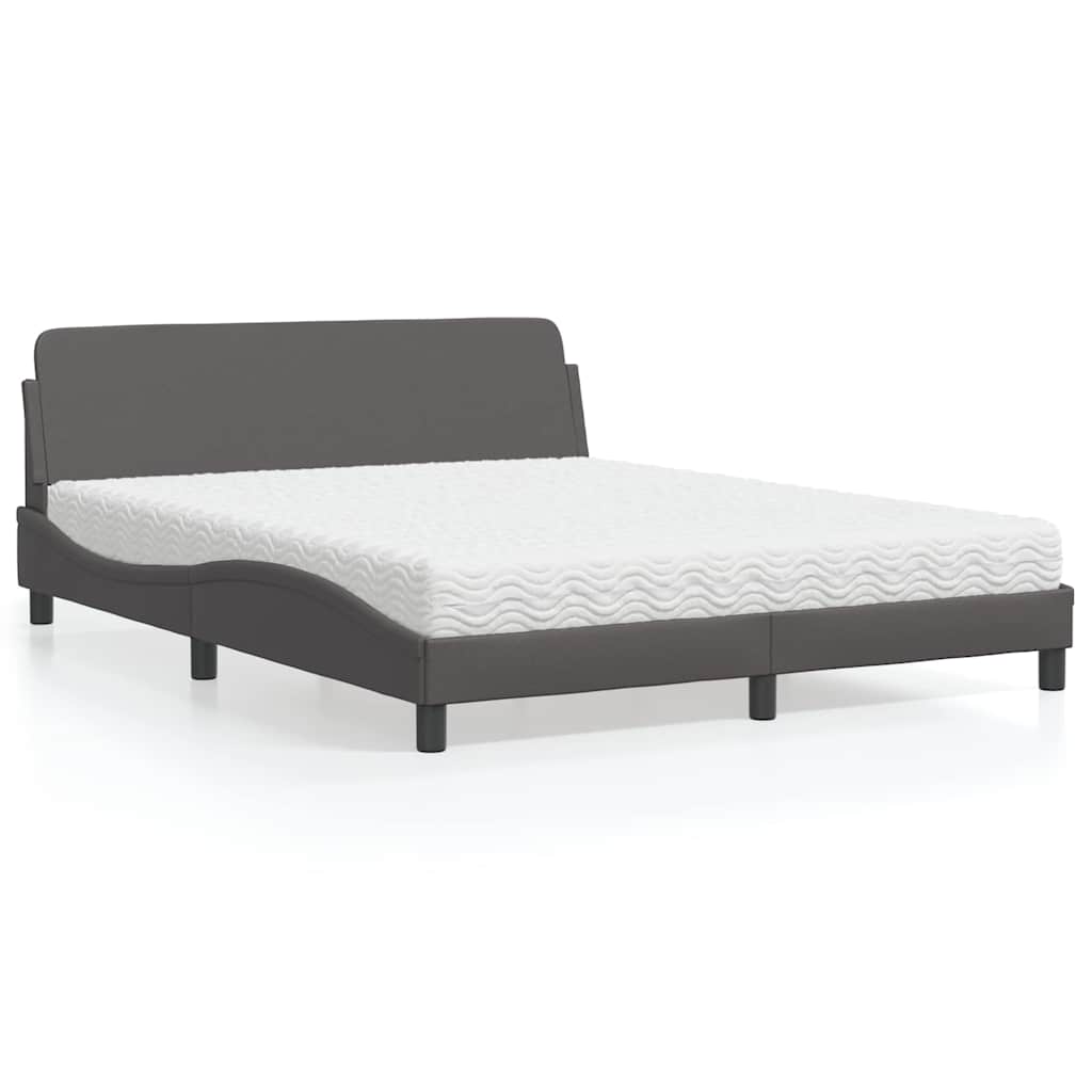 Bett mit Matratze "Dover" Grau 160x200 cm Kunstleder