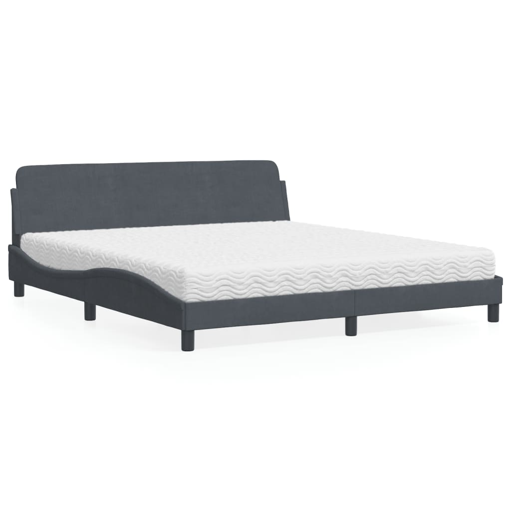 Bett mit Matratze "Dover" Dunkelgrau 180x200 cm Samt