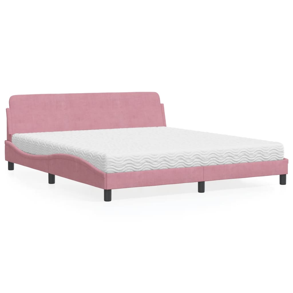 Bett mit Matratze "Dover" Rosa 180x200 cm Samt