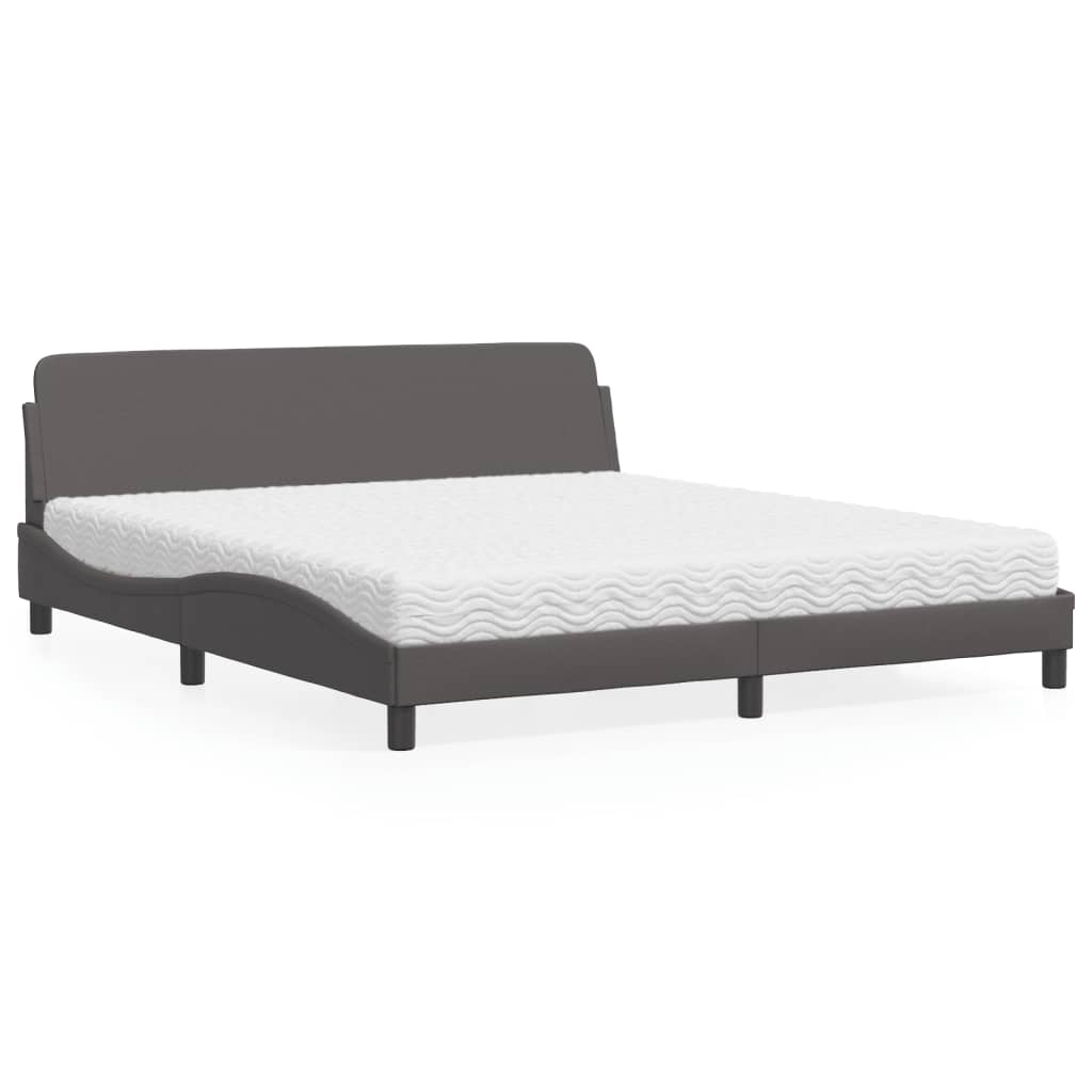 Bett mit Matratze "Dover" Grau 180x200 cm Kunstleder