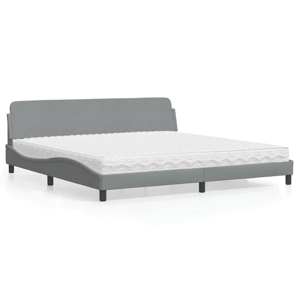 Bett mit Matratze "Dover" Hellgrau 200x200 cm Stoff