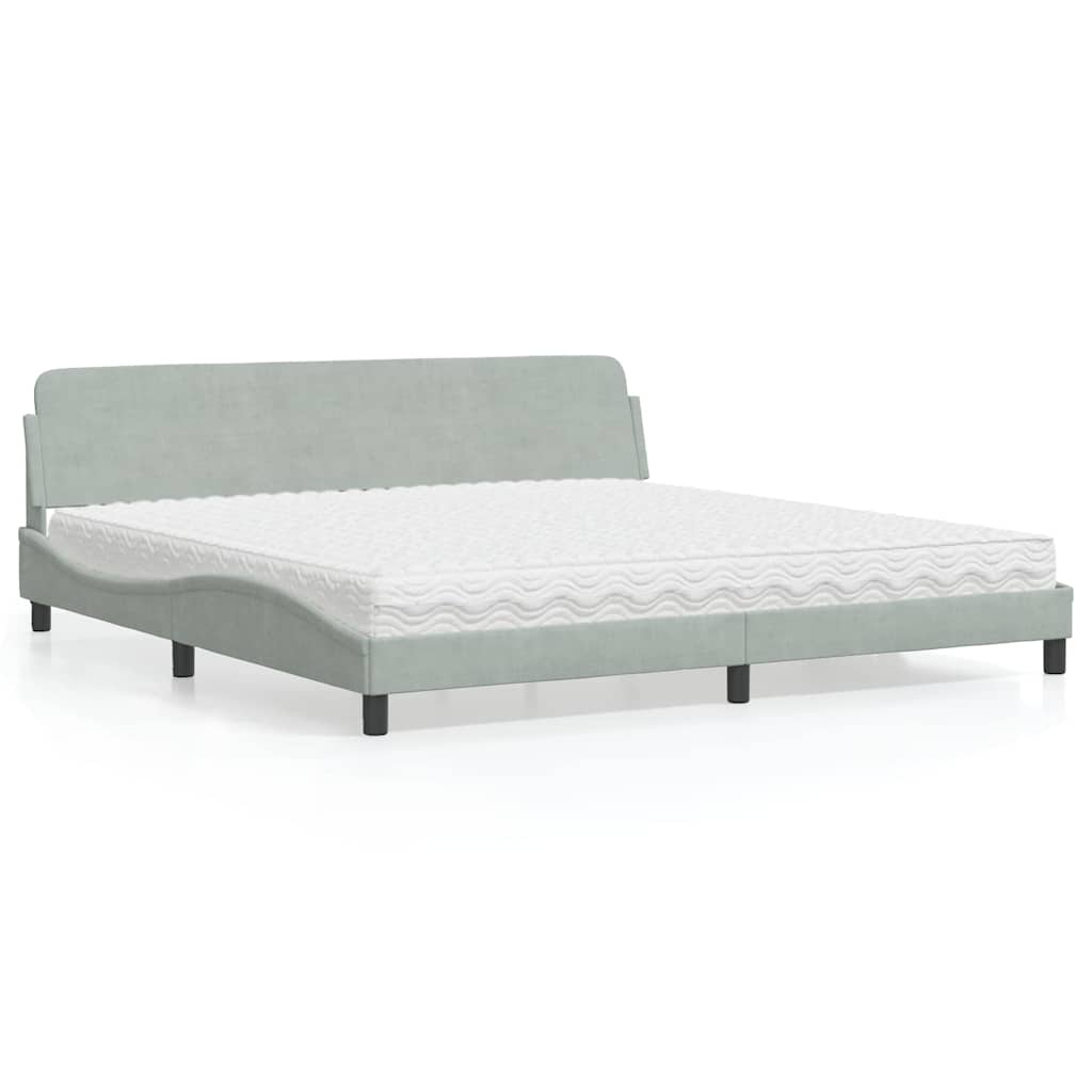 Bett mit Matratze "Dover" Hellgrau 200x200 cm Samt