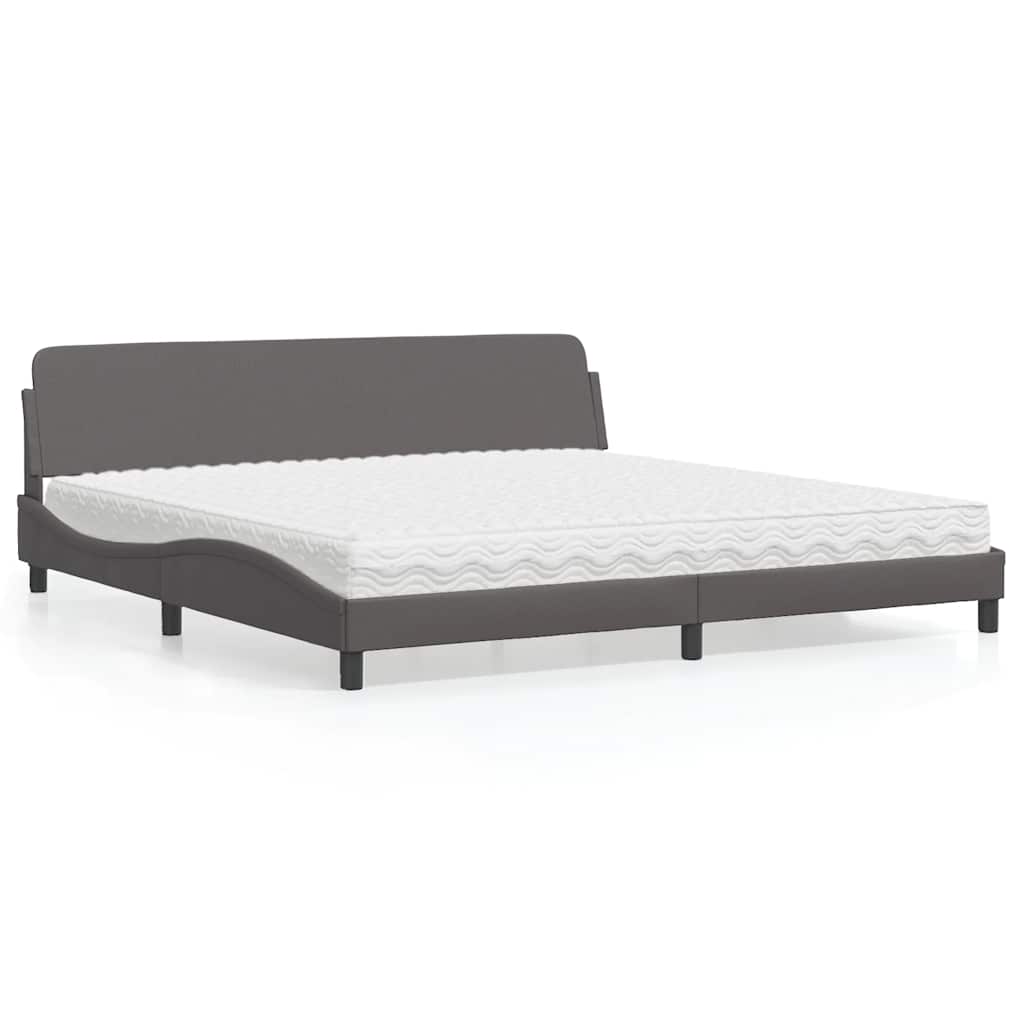 Bett mit Matratze "Dover" Grau 200x200 cm Kunstleder
