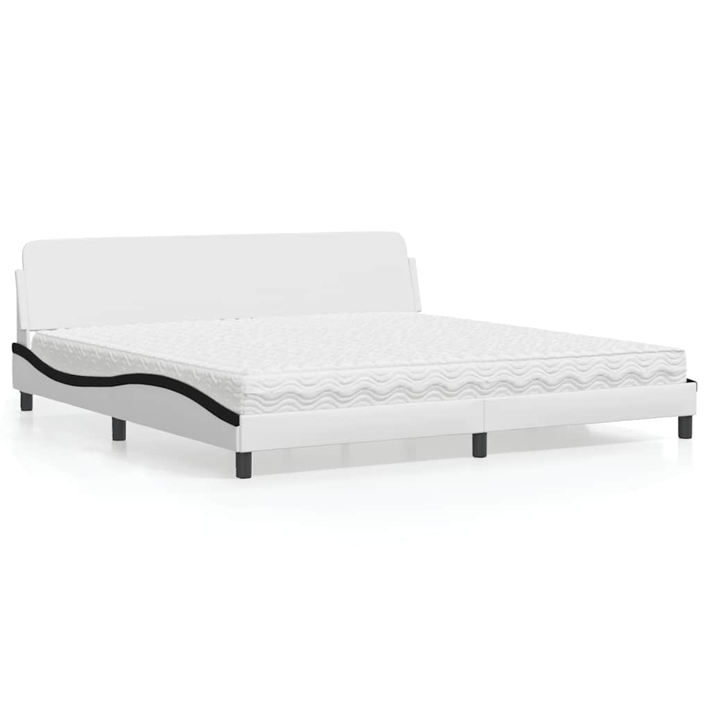Bett mit Matratze "Dover" Weiß und Schwarz 200x200 cm Kunstleder