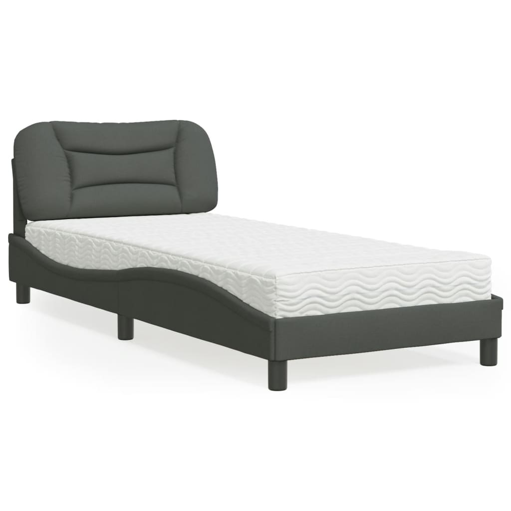 Bett mit Matratze "Hvar" Dunkelgrau 80x200 cm Stoff