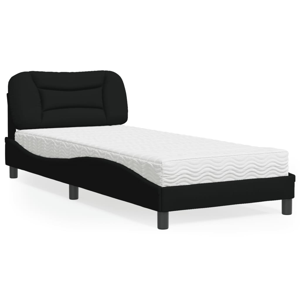 Bett mit Matratze "Hvar" Schwarz 80x200 cm Stoff