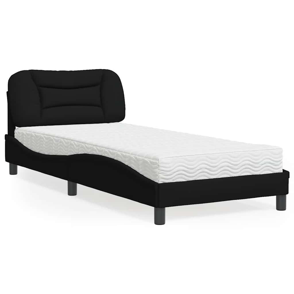 Bett mit Matratze "Hvar" Schwarz 90x190 cm Stoff