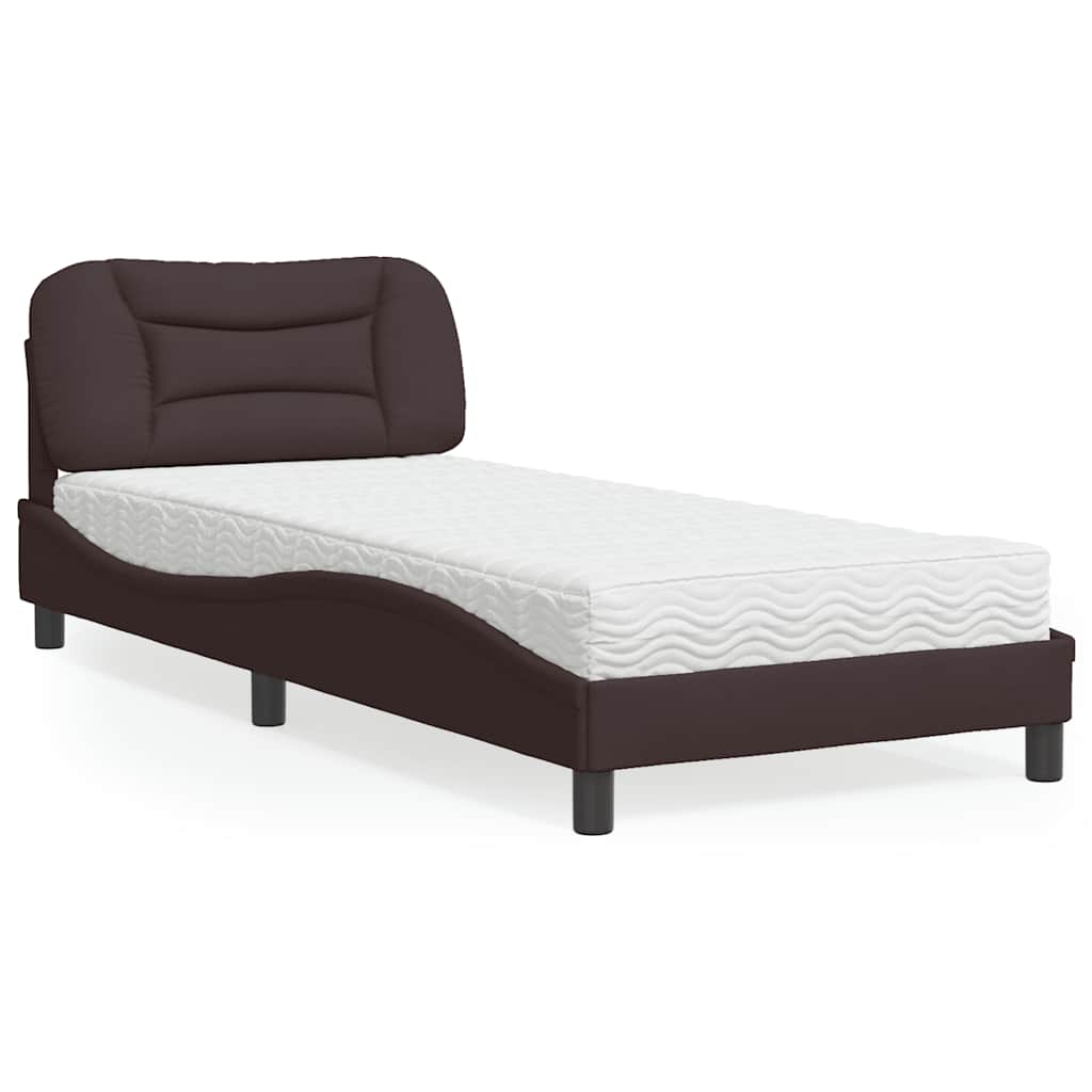 Bett mit Matratze "Hvar" Dunkelbraun 90x190 cm Stoff