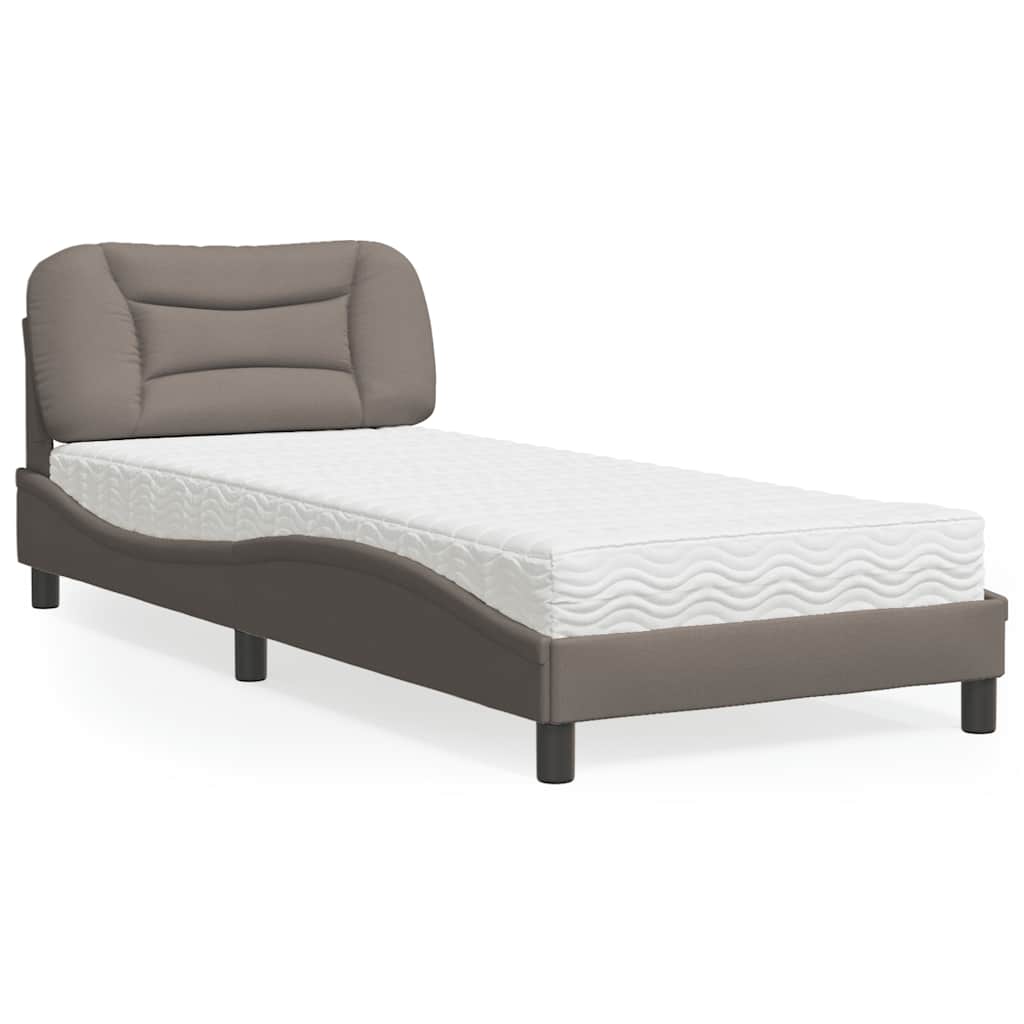 Bett mit Matratze "Hvar" Taupe 90x190 cm Stoff
