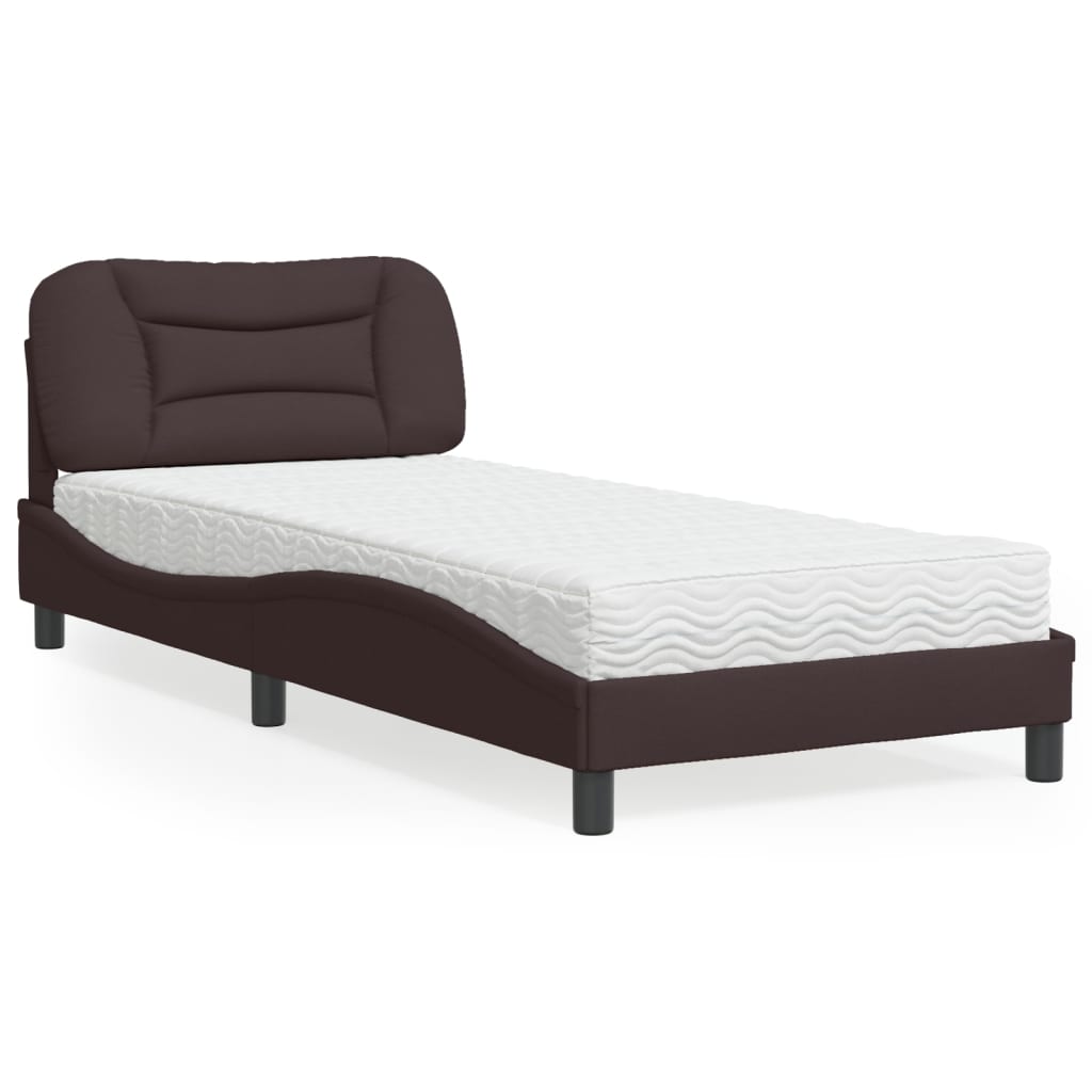 Bett mit Matratze "Hvar" Dunkelbraun 90x200 cm Stoff