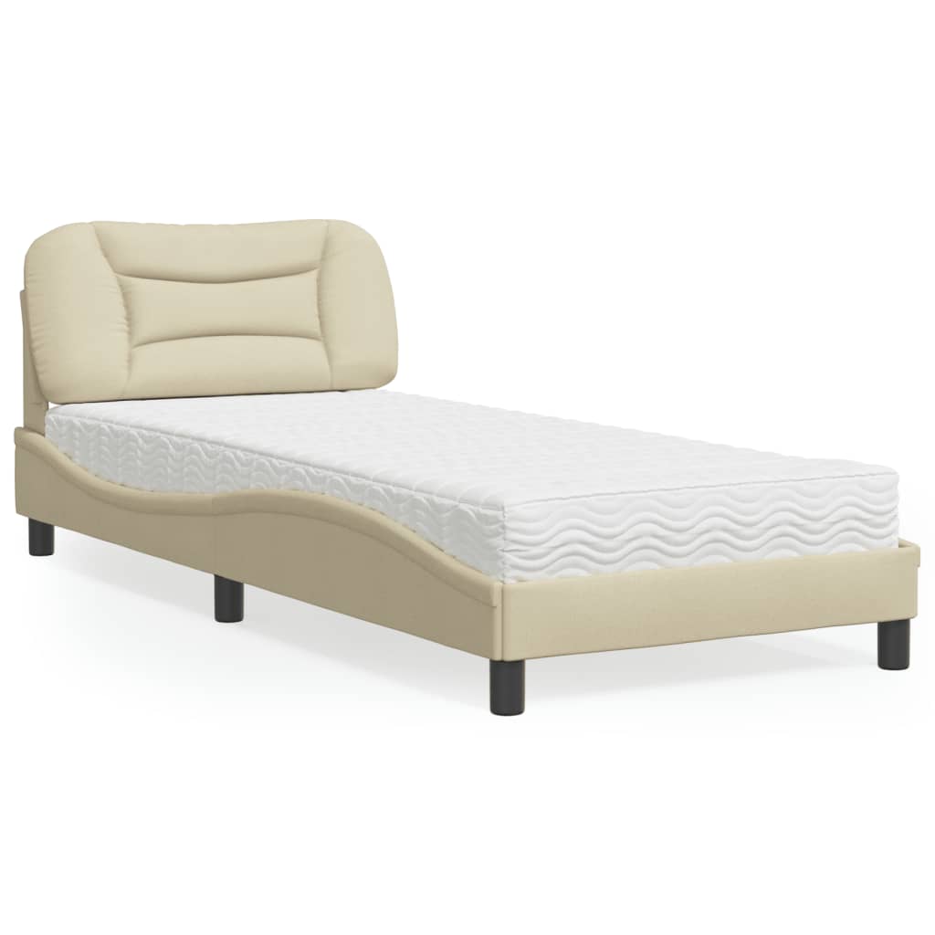 Bett mit Matratze "Hvar" Creme 90x200 cm Stoff