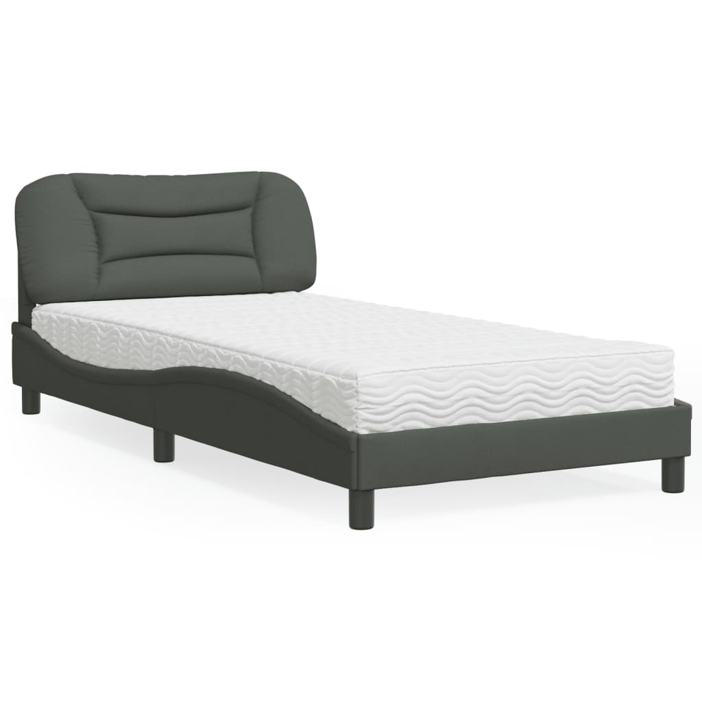 Bett mit Matratze "Hvar" Dunkelgrau 100x200 cm Stoff