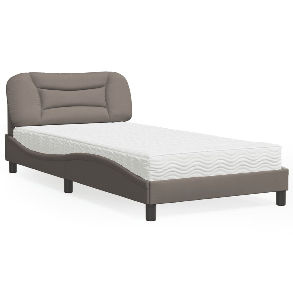 Bett mit Matratze "Hvar" Taupe 100x200 cm Stoff