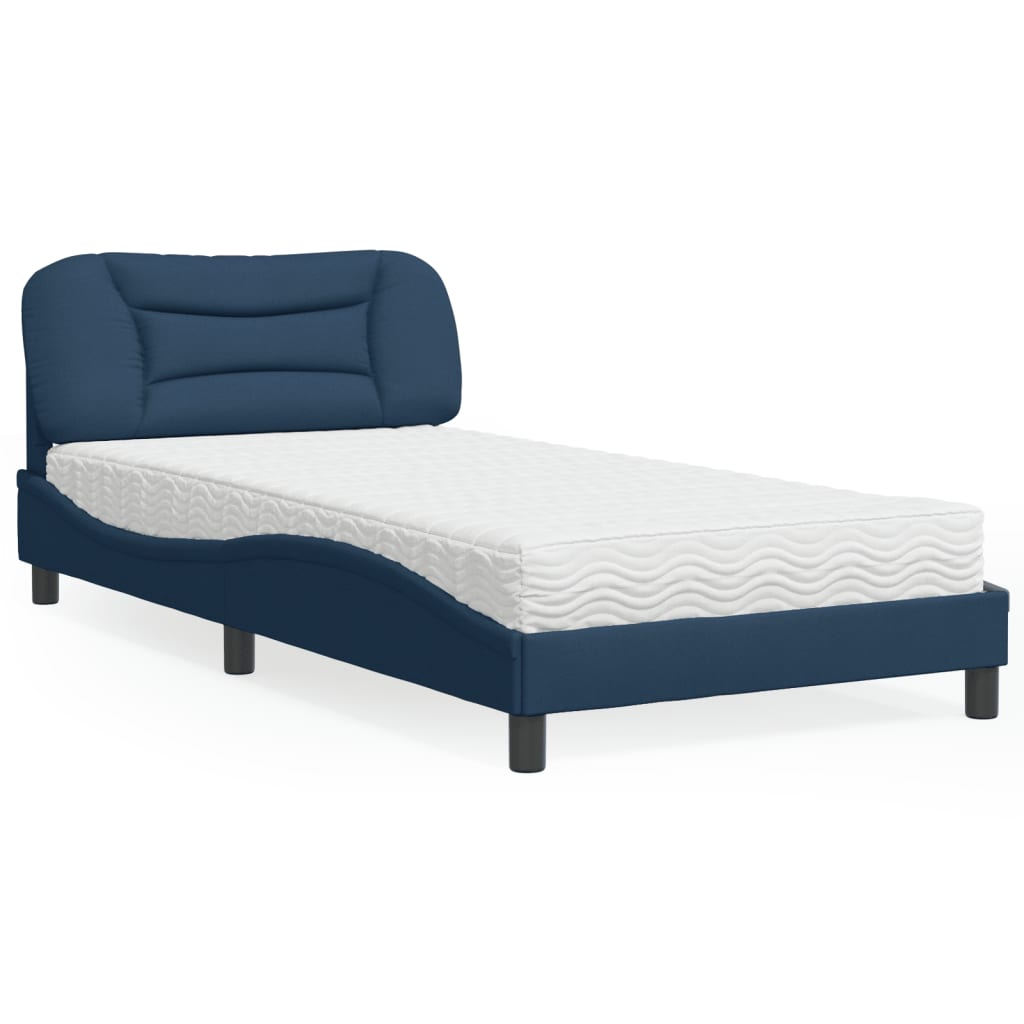 Bett mit Matratze "Hvar" Blau 100x200 cm Stoff