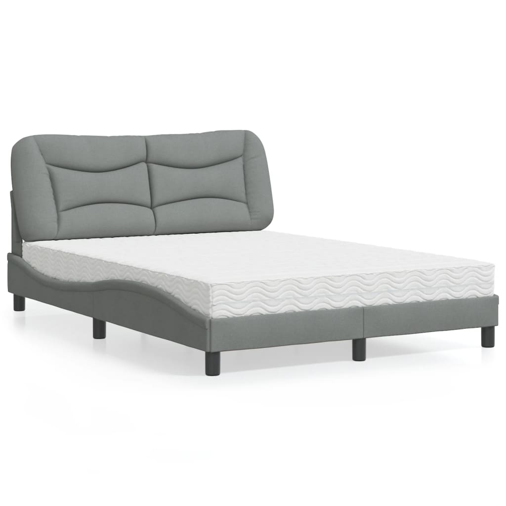 Bett mit Matratze "Hvar" Hellgrau 140x190 cm Stoff