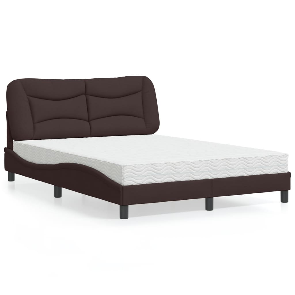 Bett mit Matratze "Hvar" Dunkelbraun 140x190 cm Stoff