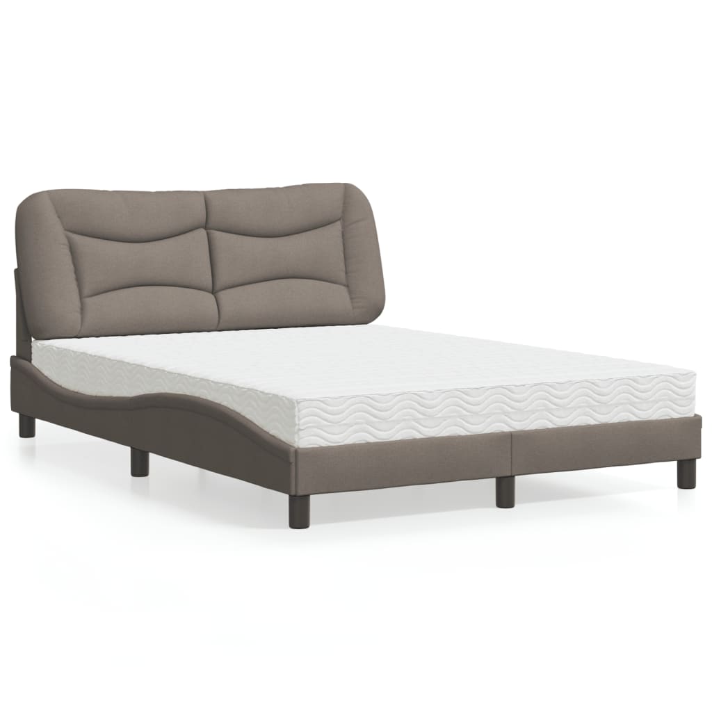 Bett mit Matratze "Hvar" Taupe 140x190 cm Stoff