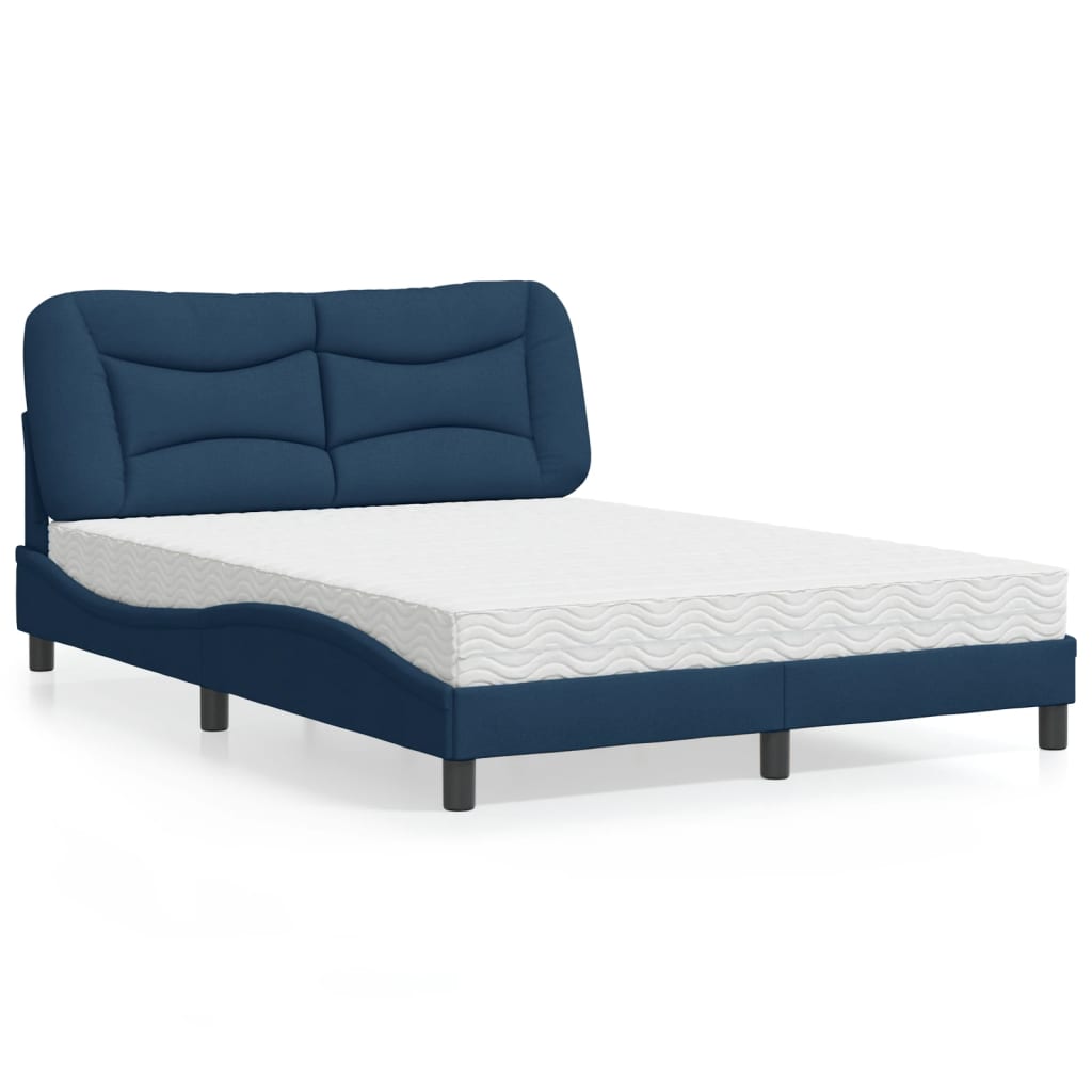 Bett mit Matratze "Hvar" Blau 140x200 cm Stoff