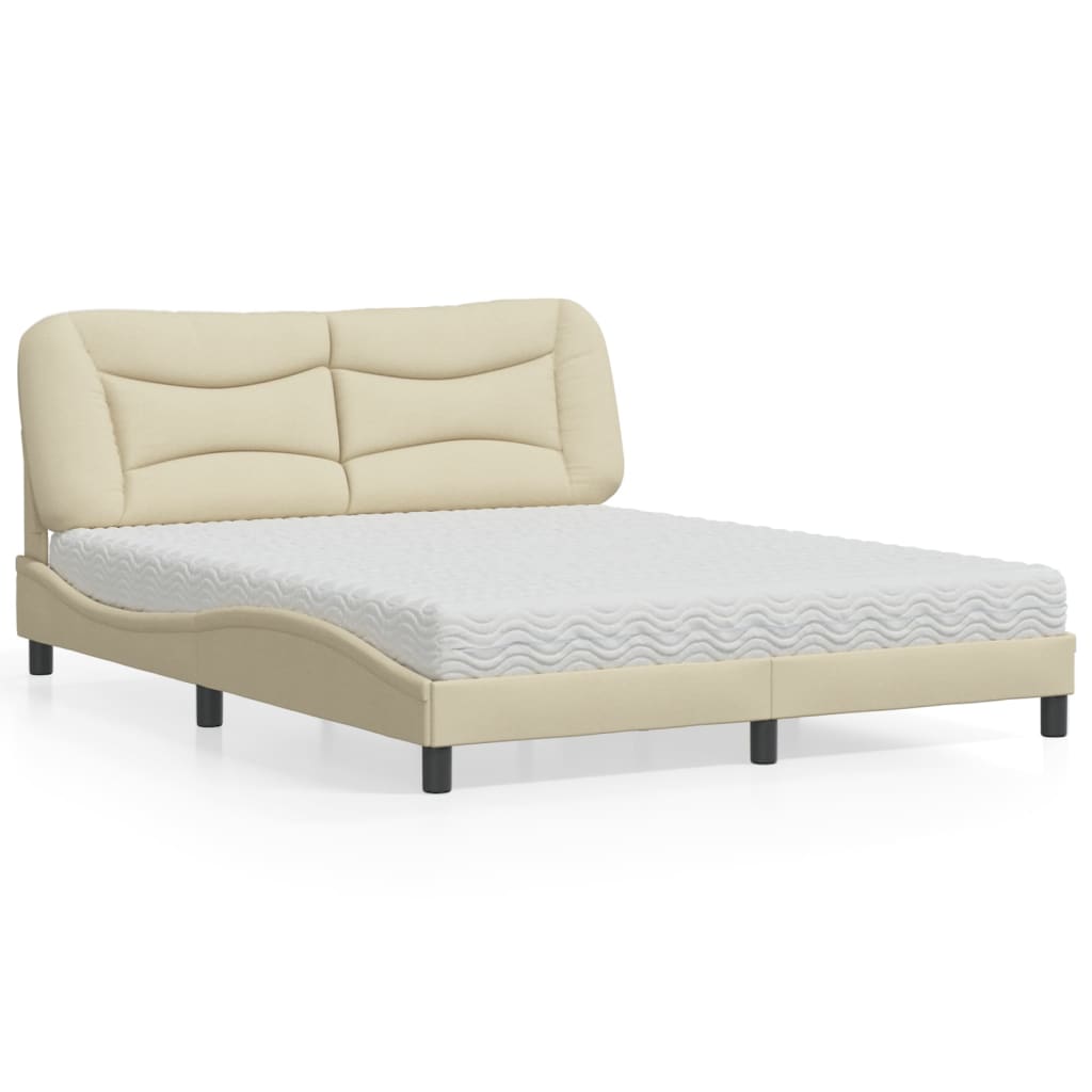 Bett mit Matratze "Hvar" Creme 160x200 cm Stoff