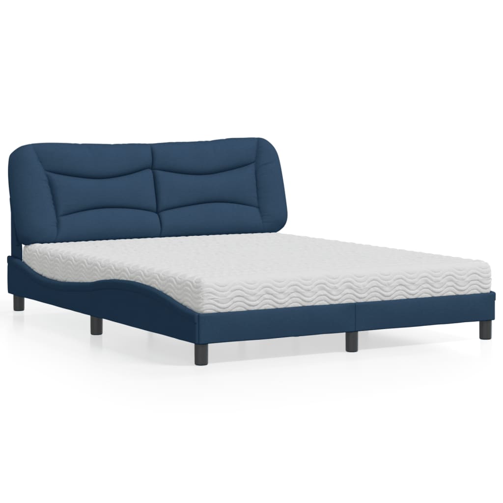 Bett mit Matratze "Hvar" Blau 160x200 cm Stoff