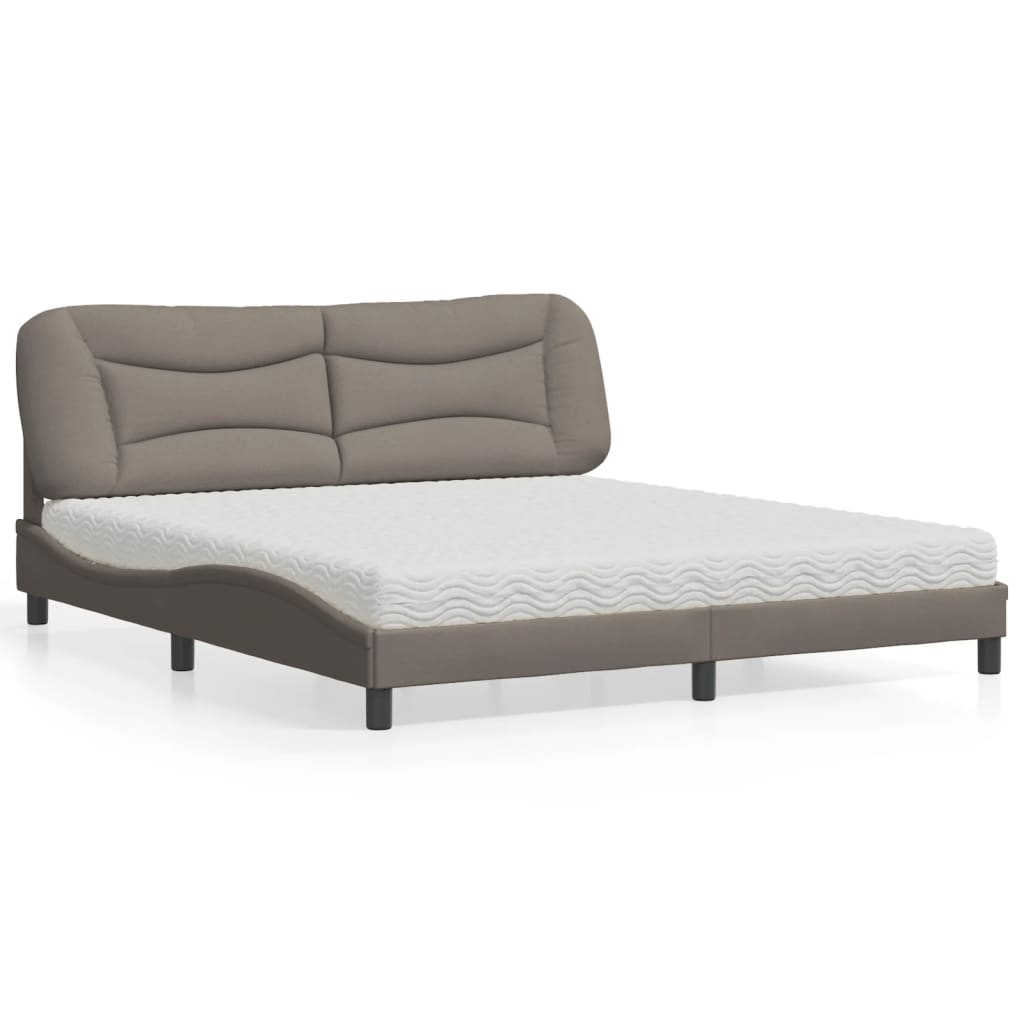 Bett mit Matratze "Hvar" Taupe 180x200 cm Stoff