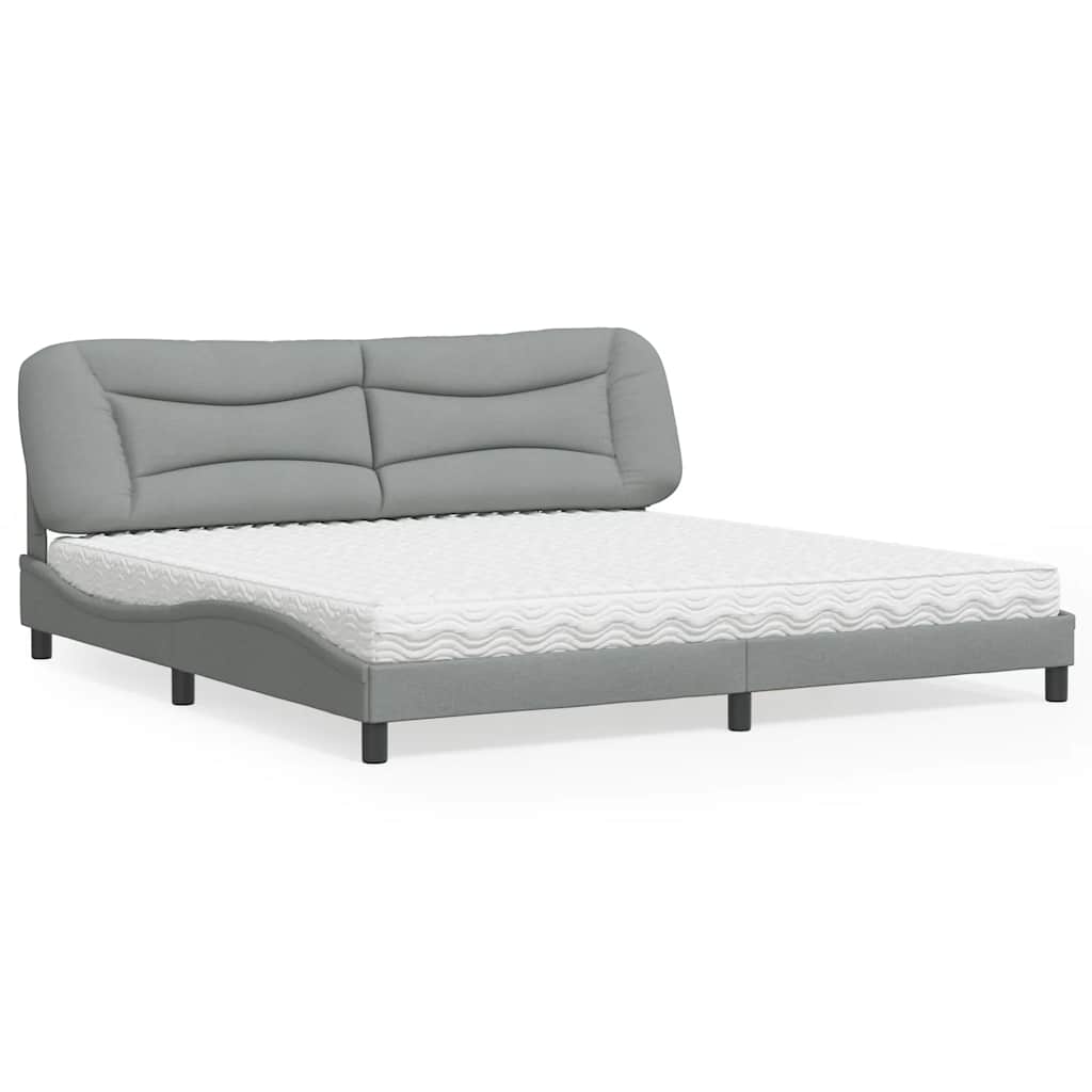 Bett mit Matratze "Hvar" Hellgrau 200x200 cm Stoff
