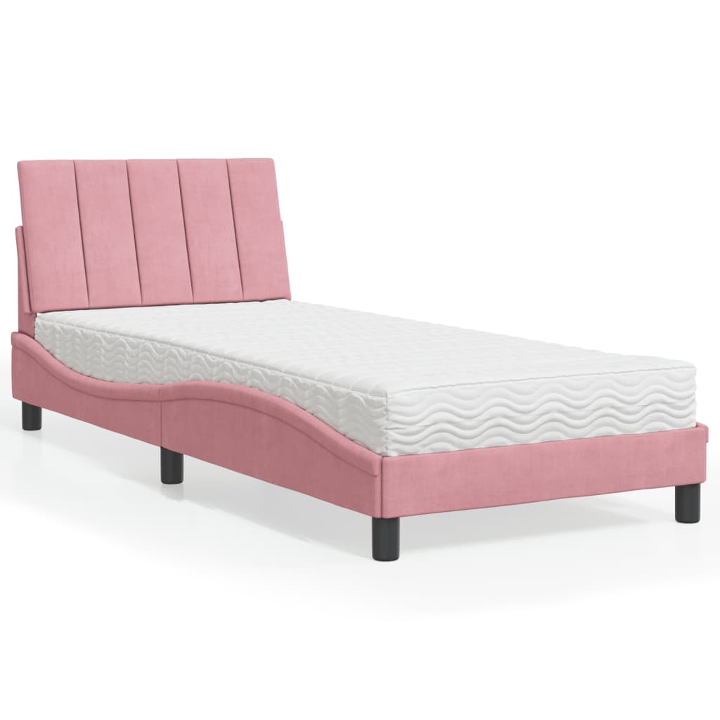 Bett mit Matratze "Hanko" Rosa 80x200 cm Samt
