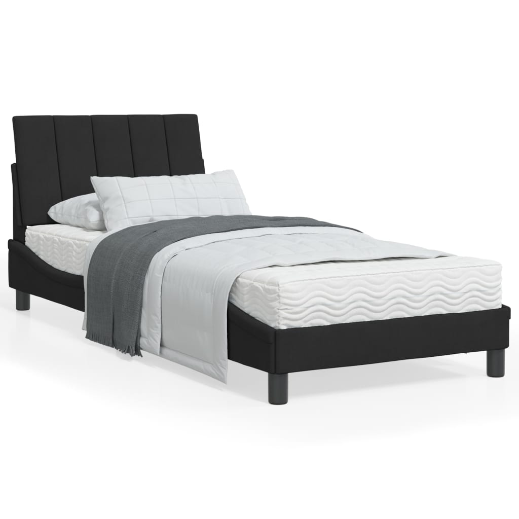 Bett mit Matratze "Hanko" Schwarz 90x200 cm Samt