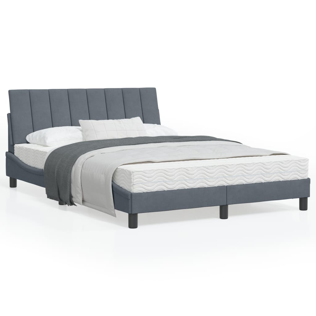 Bett mit Matratze "Hanko" Dunkelgrau 120x200 cm Samt