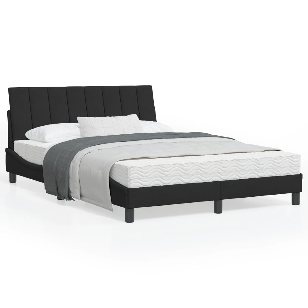 Bett mit Matratze "Hanko" Schwarz 120x200 cm Samt