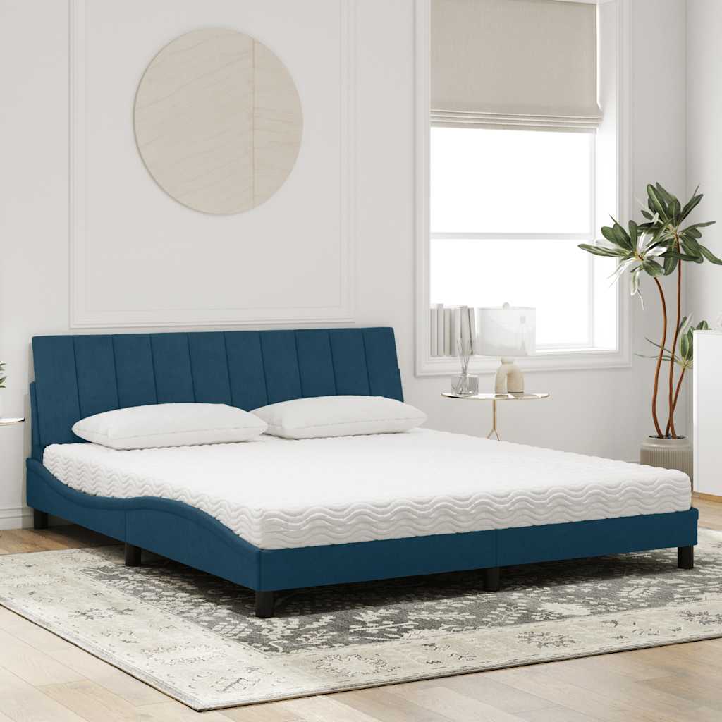 Bett mit Matratze "Hanko" Blau 180x200 cm Samt