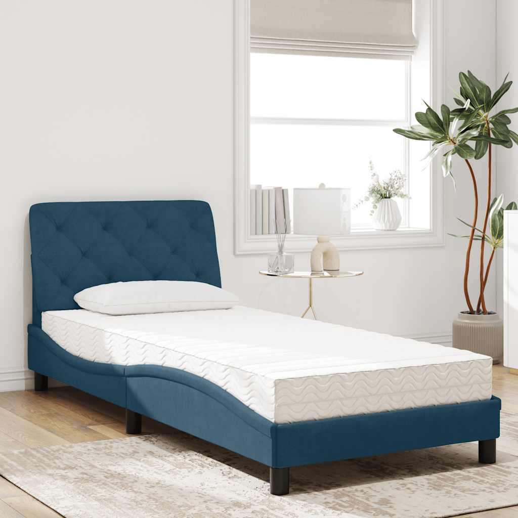 Bett mit Matratze Blau 80x200 cm Samt