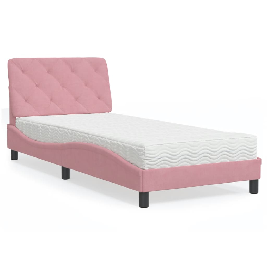 Bett mit Matratze Rosa 80x200 cm Samt