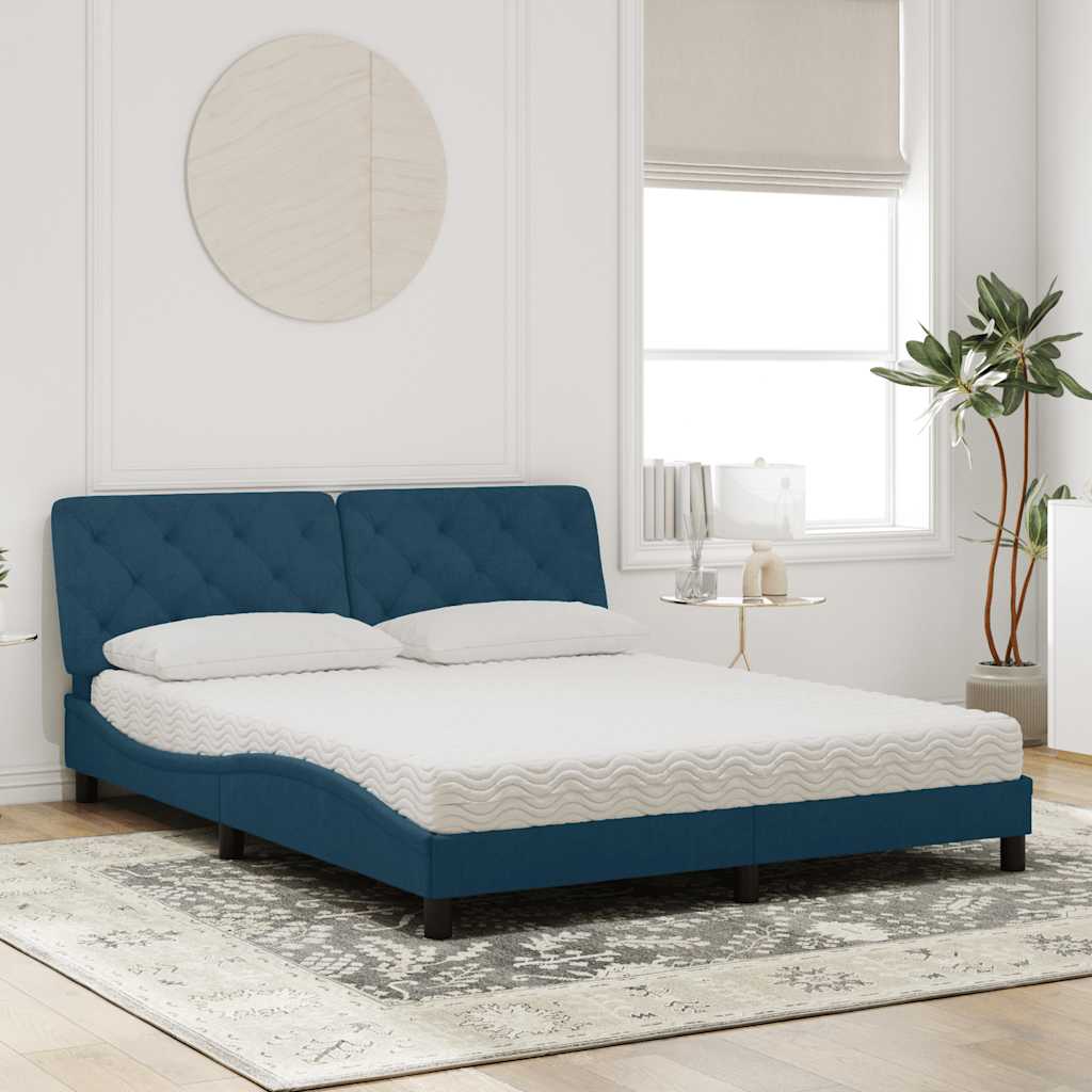 Bett mit Matratze Blau 160x200 cm Samt