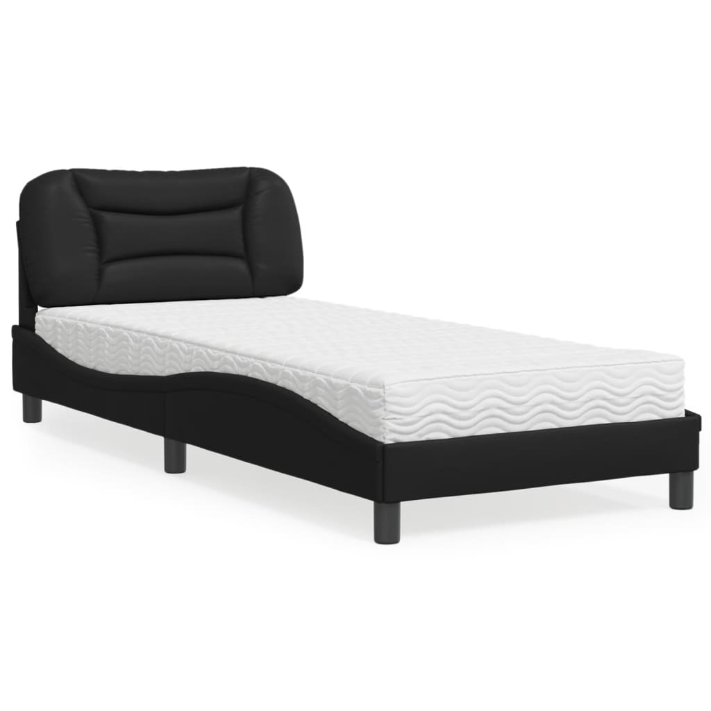 Bett mit Matratze "Hvar" Schwarz 90x200 cm Kunstleder
