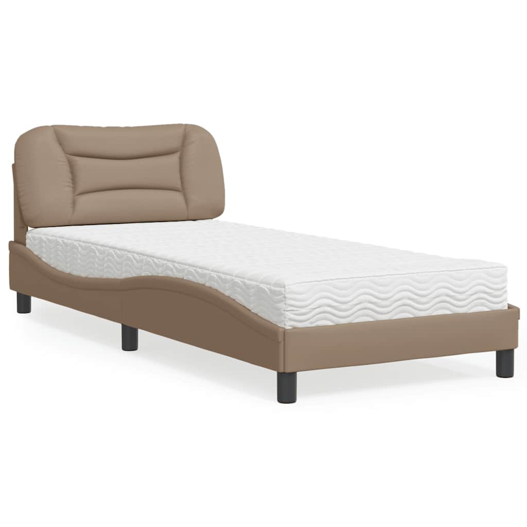 Bett mit Matratze "Hvar" Cappuccino-Braun 90x200 cm Kunstleder