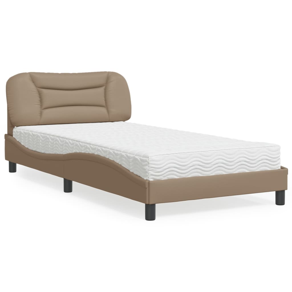 Bett mit Matratze "Hvar" Cappuccino-Braun 100x200 cm Kunstleder