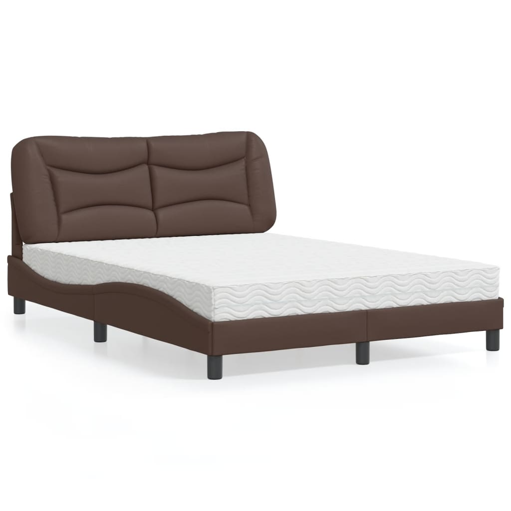 Bett mit Matratze "Hvar" Braun 140x190 cm Kunstleder