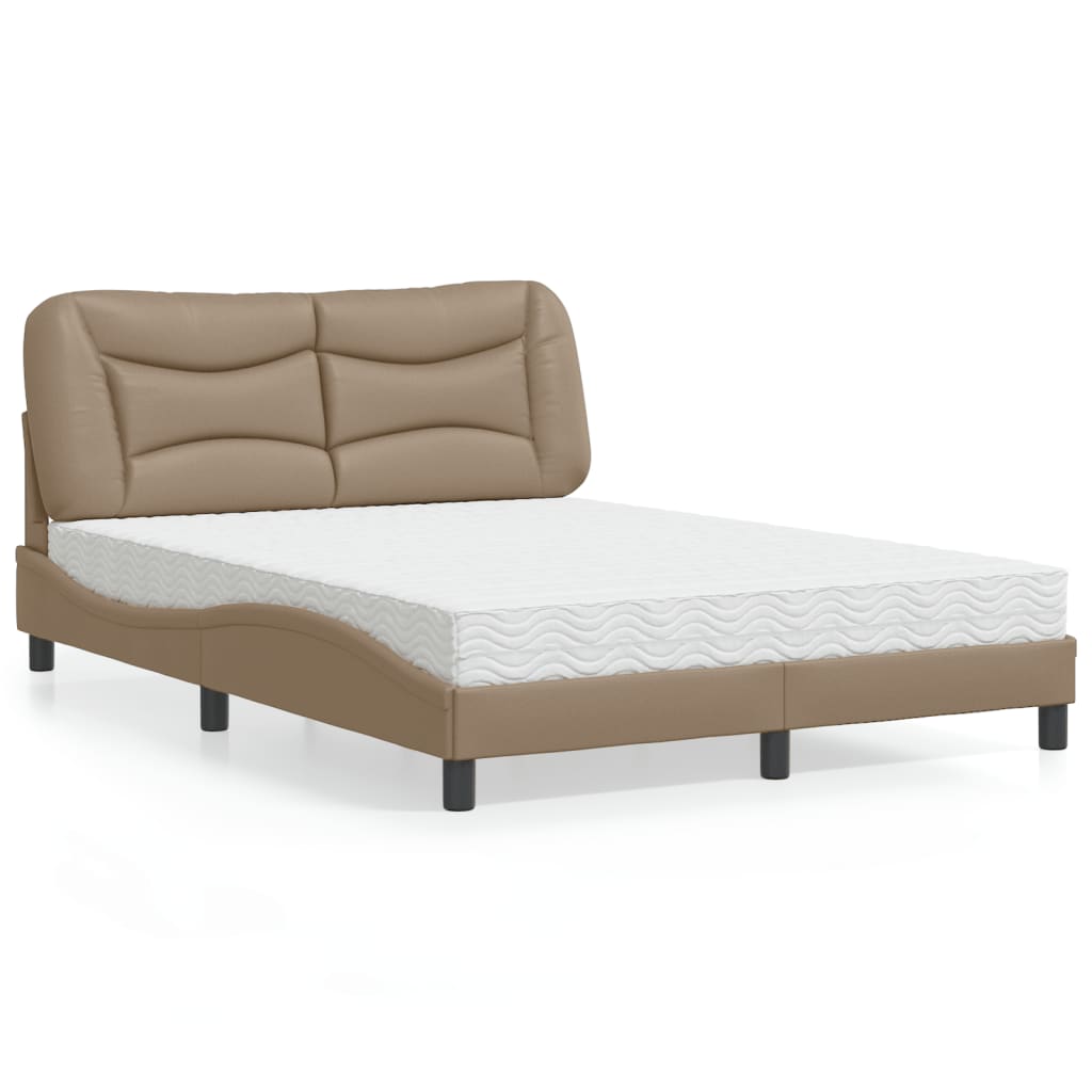 Bett mit Matratze "Hvar" Cappuccino-Braun 140x190 cm Kunstleder