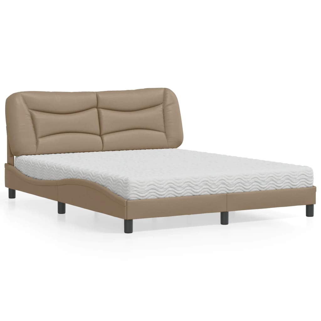 Bett mit Matratze "Hvar" Cappuccino-Braun 160x200 cm Kunstleder
