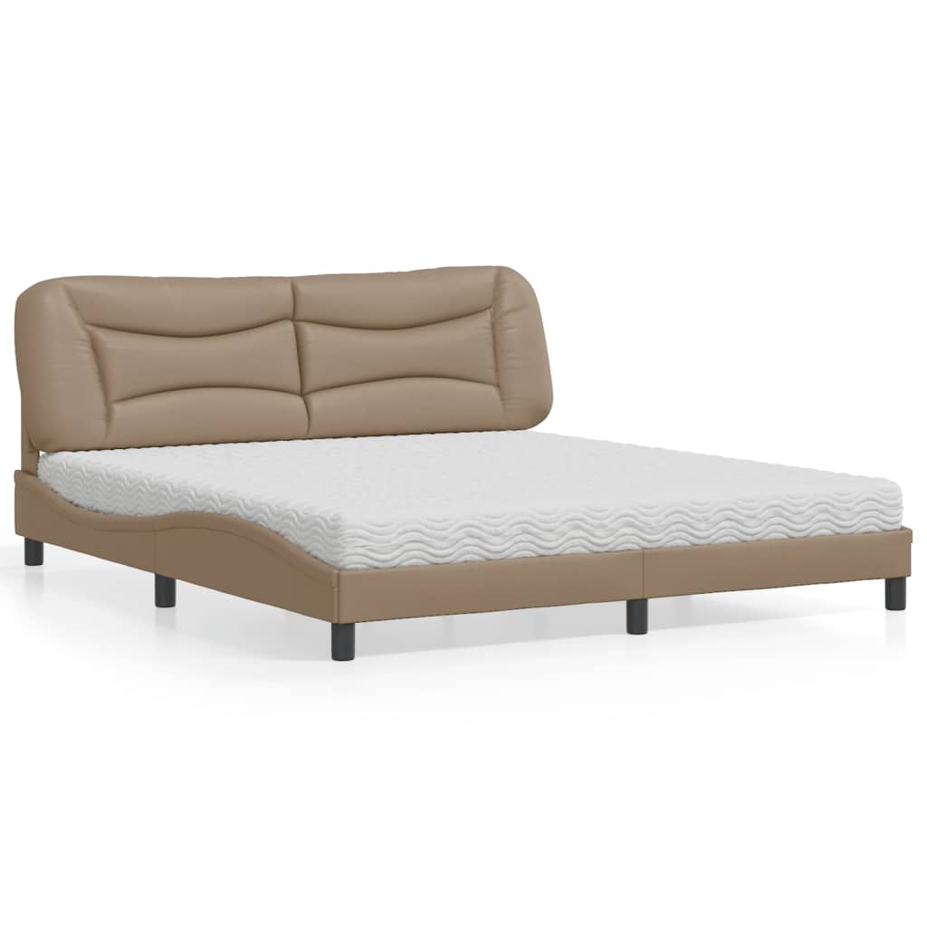 Bett mit Matratze "Hvar" Cappuccino-Braun 180x200 cm Kunstleder