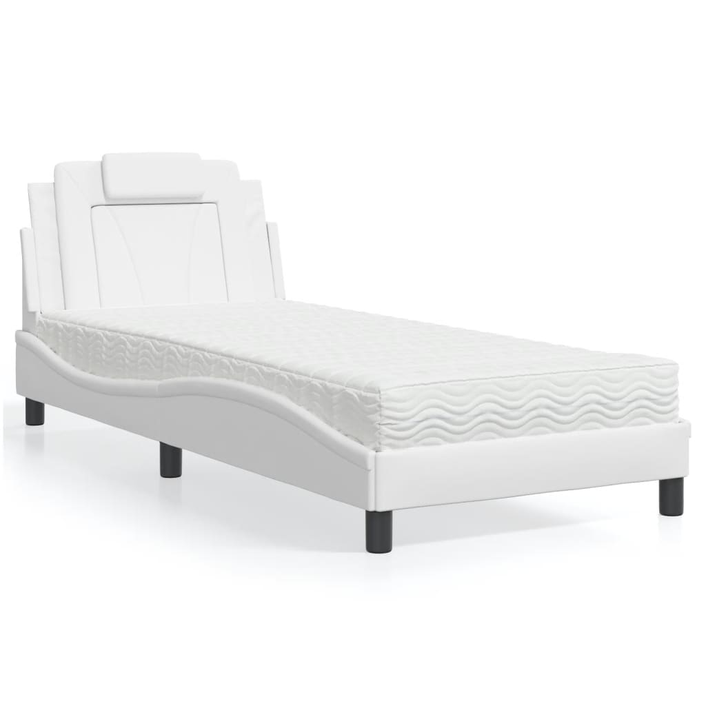 Bett "Viana" mit Matratze Weiß 80x200 cm Kunstleder