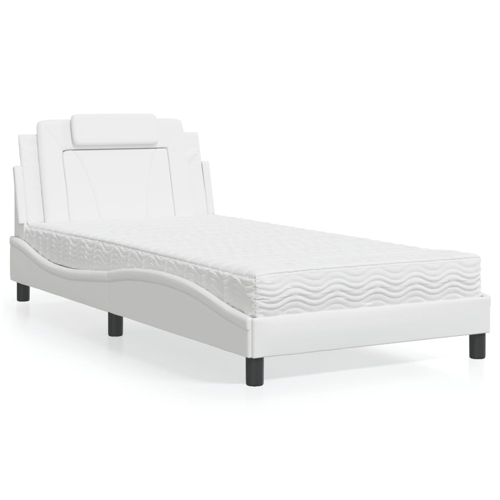 Bett "Viana" mit Matratze Weiß 100x200 cm Kunstleder