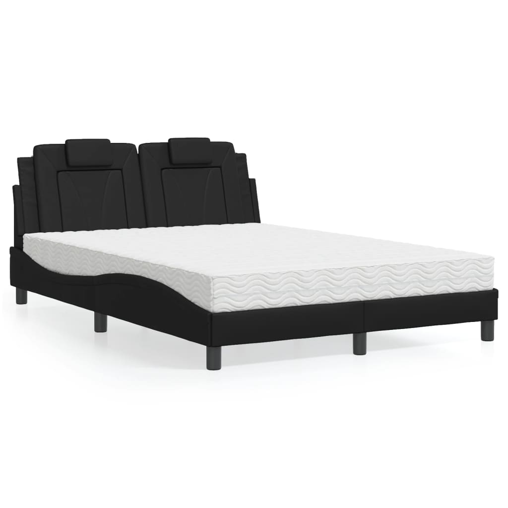 Bett "Viana" mit Matratze Schwarz 120x200 cm Kunstleder
