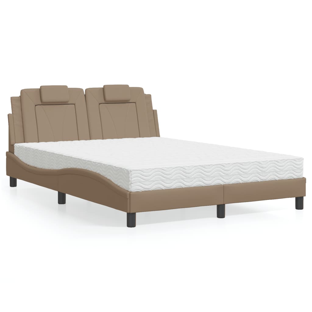 Bett "Viana" mit Matratze Cappuccino-Braun 120x200 cm Kunstleder