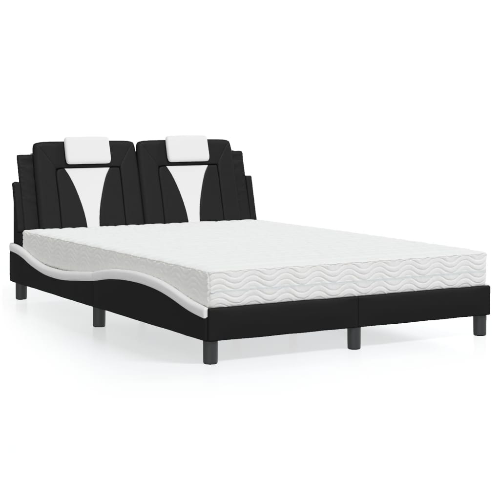 Bett "Viana" mit Matratze Schwarz und Weiß 120x200 cm Kunstleder