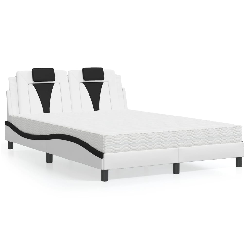 Bett "Viana" mit Matratze Weiß und Schwarz 120x200 cm Kunstleder