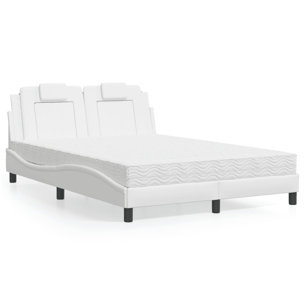 Bett "Viana" mit Matratze Weiß 140x190 cm Kunstleder